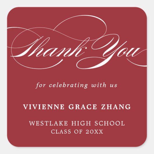 STYLISH ELEGANT SCRIPT DANK IHNEN STICKER (Vorderseite)