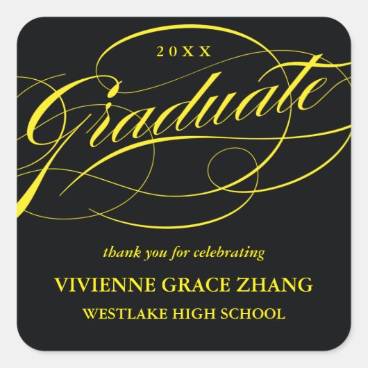 STYLISH ELEGANT SCRIPT GRADUATE DANK IHNEN STICKER (Vorderseite)