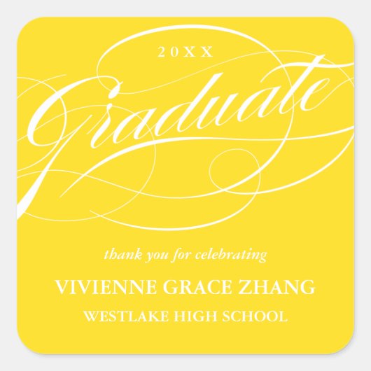STYLISH ELEGANT SCRIPT GRADUATE DANK IHNEN STICKER (Vorderseite)