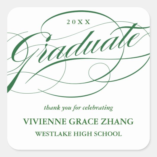 STYLISH ELEGANT SCRIPT GRADUATE DANK IHNEN STICKER (Vorderseite)