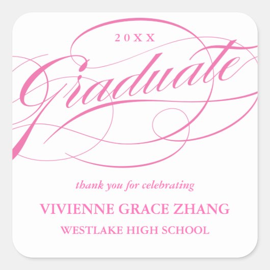 STYLISH ELEGANT SCRIPT GRADUATE DANK IHNEN STICKER (Vorderseite)