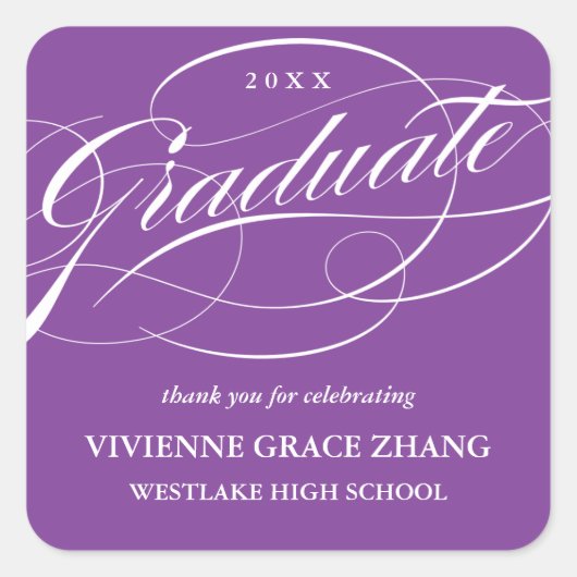 STYLISH ELEGANT SCRIPT GRADUATE DANK IHNEN STICKER (Vorderseite)