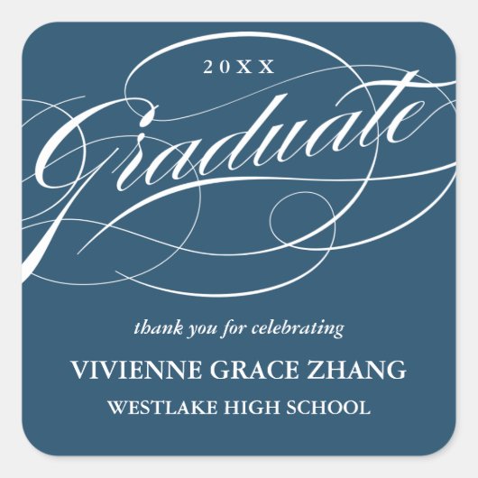 STYLISH ELEGANT SCRIPT GRADUATE DANK IHNEN STICKER (Vorderseite)