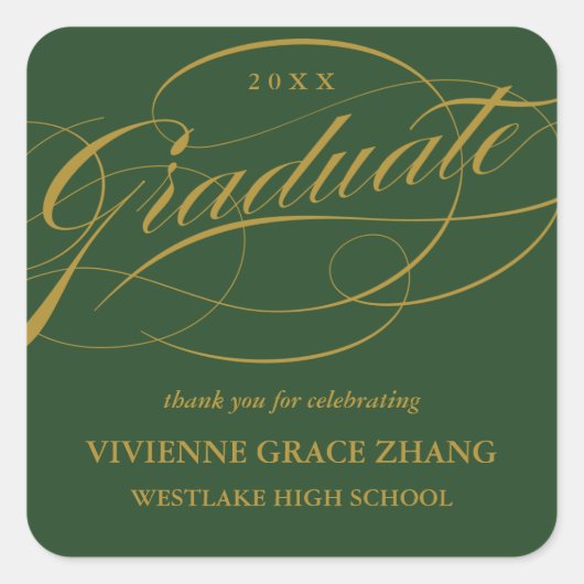 STYLISH ELEGANT SCRIPT GRADUATE DANK IHNEN STICKER (Vorderseite)