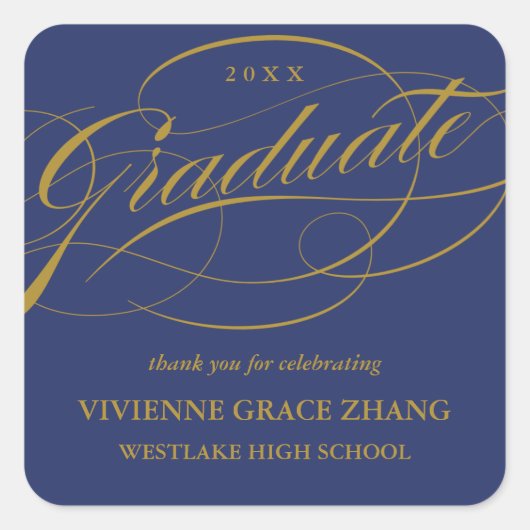 STYLISH ELEGANT SCRIPT GRADUATE DANK IHNEN STICKER (Vorderseite)