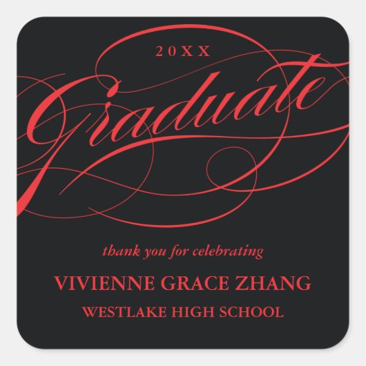 STYLISH ELEGANT SCRIPT GRADUATE DANK IHNEN STICKER (Vorderseite)