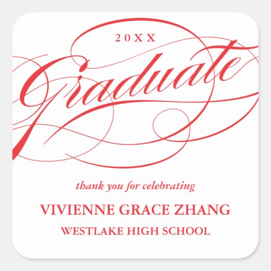 STYLISH ELEGANT SCRIPT GRADUATE DANK IHNEN STICKER (Vorderseite)