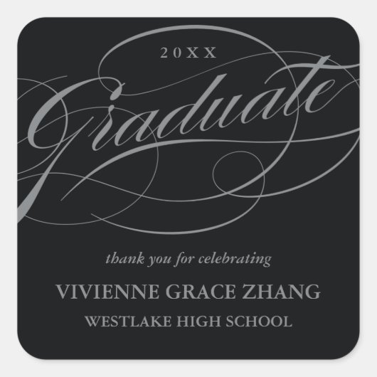 STYLISH ELEGANT SCRIPT GRADUATE DANK IHNEN STICKER (Vorderseite)