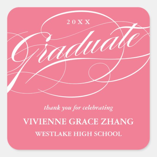 STYLISH ELEGANT SCRIPT GRADUATE DANK IHNEN STICKER (Vorderseite)