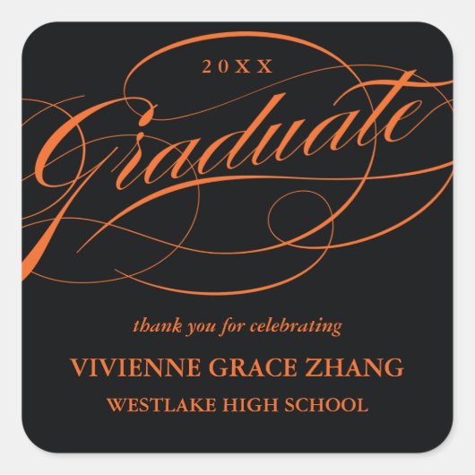 STYLISH ELEGANT SCRIPT GRADUATE DANK IHNEN STICKER (Vorderseite)