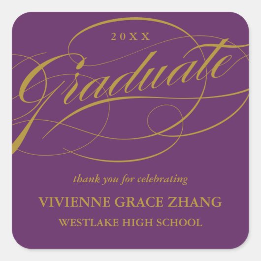STYLISH ELEGANT SCRIPT GRADUATE DANK IHNEN STICKER (Vorderseite)
