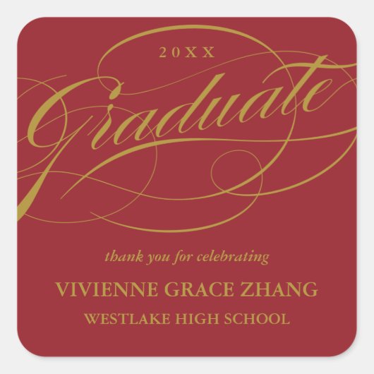 STYLISH ELEGANT SCRIPT GRADUATE DANK IHNEN STICKER (Vorderseite)