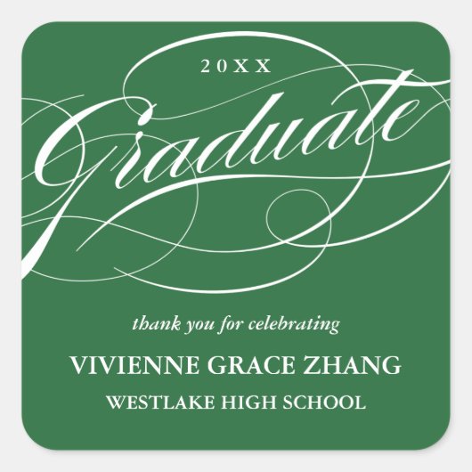 STYLISH ELEGANT SCRIPT GRADUATE DANK IHNEN STICKER (Vorderseite)