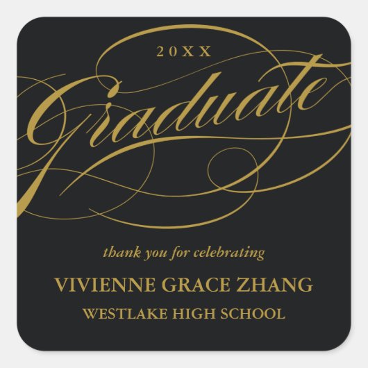 STYLISH ELEGANT SCRIPT GRADUATE DANK IHNEN STICKER (Vorderseite)