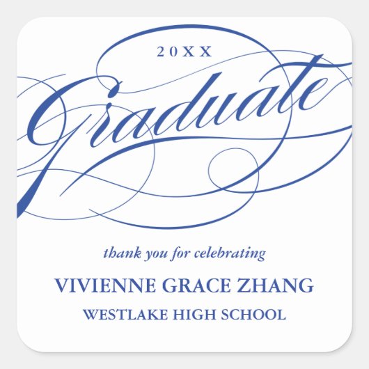 STYLISH ELEGANT SCRIPT GRADUATE DANK IHNEN STICKER (Vorderseite)