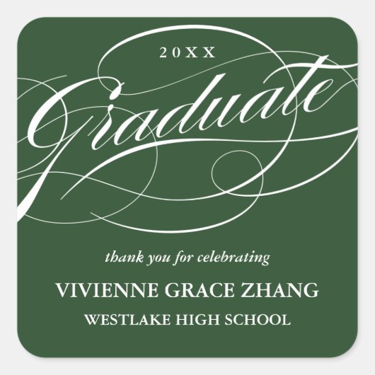 STYLISH ELEGANT SCRIPT GRADUATE DANK IHNEN STICKER (Vorderseite)