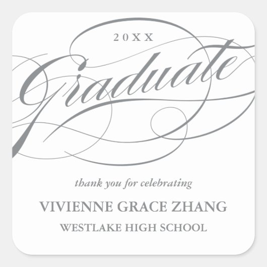 STYLISH ELEGANT SCRIPT GRADUATE DANK IHNEN STICKER (Vorderseite)