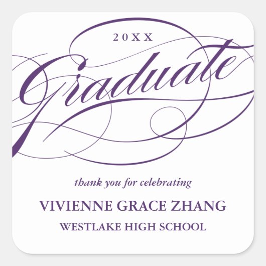 STYLISH ELEGANT SCRIPT GRADUATE DANK IHNEN STICKER (Vorderseite)