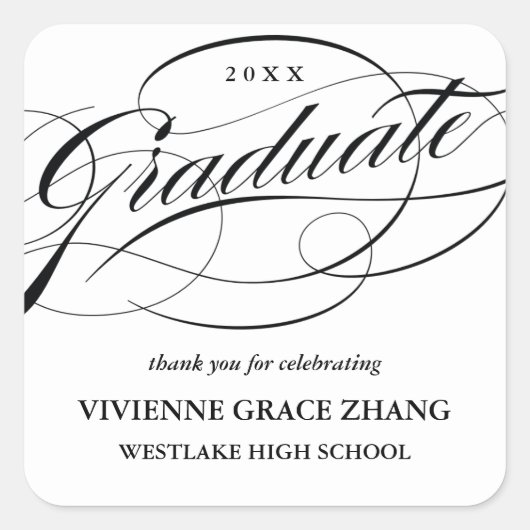 STYLISH ELEGANT SCRIPT GRADUATE DANK IHNEN STICKER (Vorderseite)