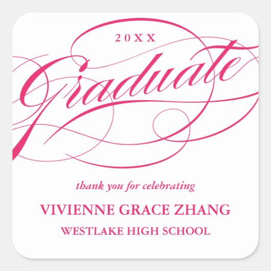 STYLISH ELEGANT SCRIPT GRADUATE DANK IHNEN STICKER (Vorderseite)