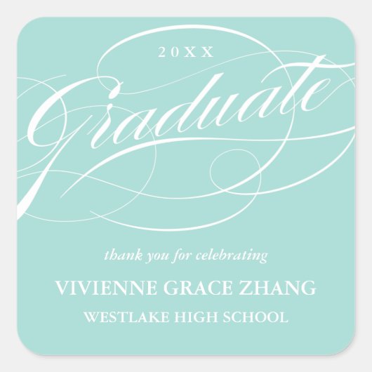 STYLISH ELEGANT SCRIPT GRADUATE DANK IHNEN STICKER (Vorderseite)
