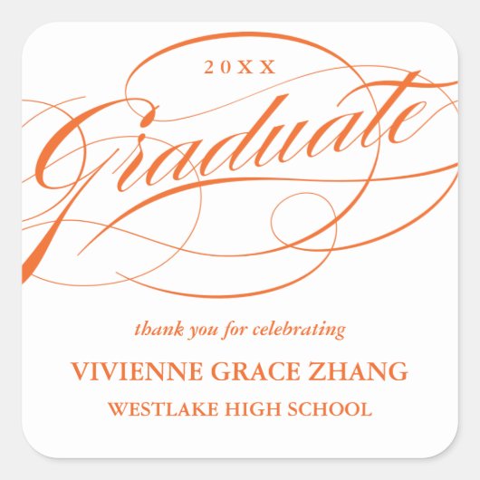 STYLISH ELEGANT SCRIPT GRADUATE DANK IHNEN STICKER (Vorderseite)