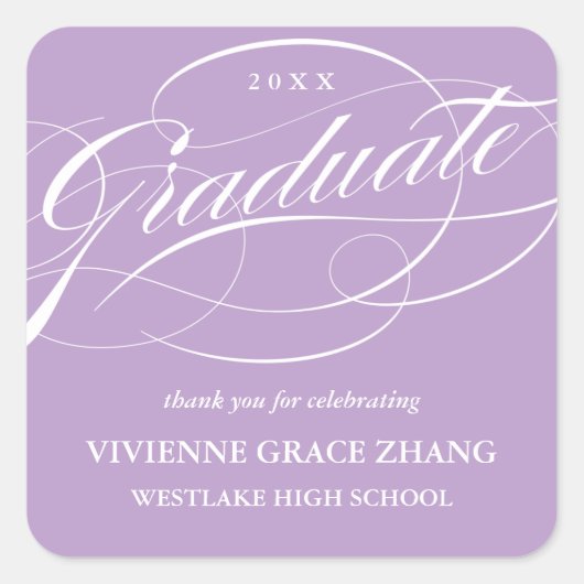STYLISH ELEGANT SCRIPT GRADUATE DANK IHNEN STICKER (Vorderseite)