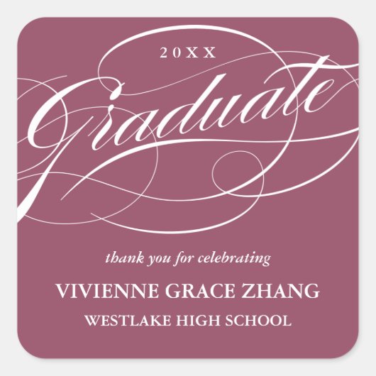 STYLISH ELEGANT SCRIPT GRADUATE DANK IHNEN STICKER (Vorderseite)