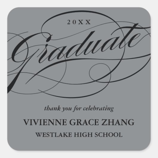 STYLISH ELEGANT SCRIPT GRADUATE DANK IHNEN STICKER (Vorderseite)