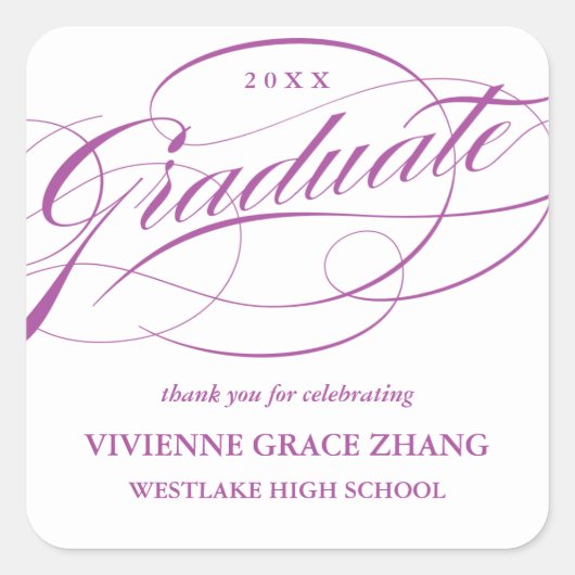 STYLISH ELEGANT SCRIPT GRADUATE DANK IHNEN STICKER (Vorderseite)