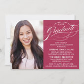 STYLISH ELEGANT SCRIPT GRADUATE PARTY EINLADUNG (Vorderseite)