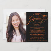 STYLISH ELEGANT SCRIPT GRADUATE PARTY EINLADUNG (Vorderseite)