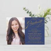 STYLISH ELEGANT SCRIPT GRADUATE PARTY EINLADUNG (Stehend Vorderseite)