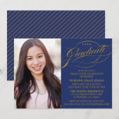 STYLISH ELEGANT SCRIPT GRADUATE PARTY EINLADUNG (Vorne/Hinten)