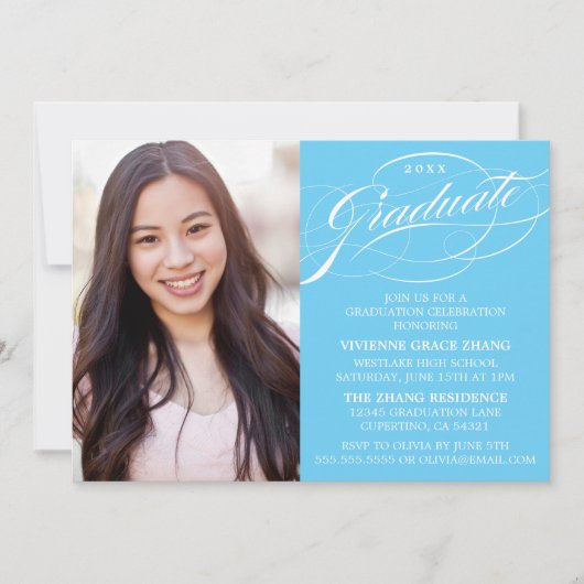 STYLISH ELEGANT SCRIPT GRADUATE PARTY EINLADUNG (Vorderseite)