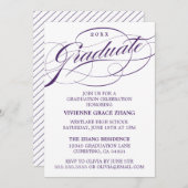 STYLISH ELEGANT SCRIPT GRADUATE PARTY EINLADUNG (Vorne/Hinten)