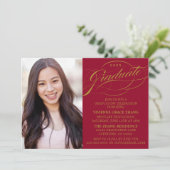 STYLISH ELEGANT SCRIPT GRADUATE PARTY EINLADUNG (Stehend Vorderseite)