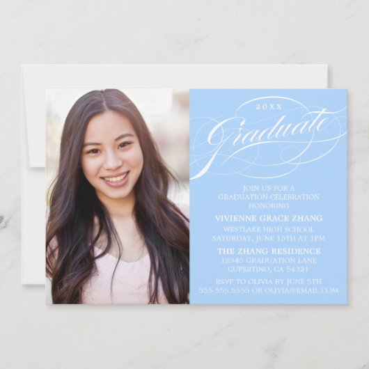 STYLISH ELEGANT SCRIPT GRADUATE PARTY EINLADUNG (Vorderseite)