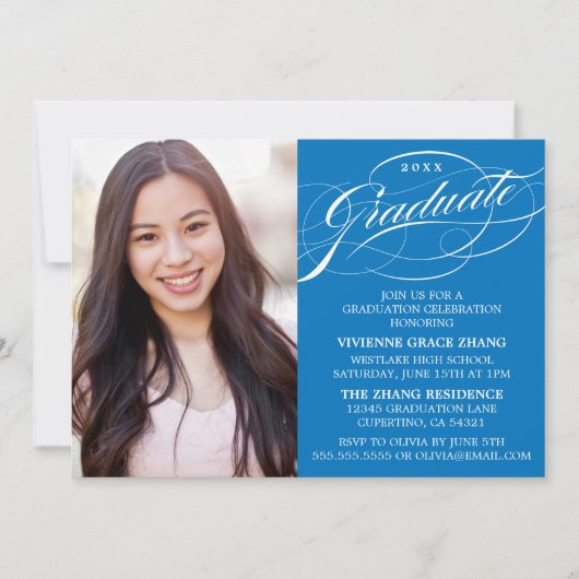 STYLISH ELEGANT SCRIPT GRADUATE PARTY EINLADUNG (Vorderseite)