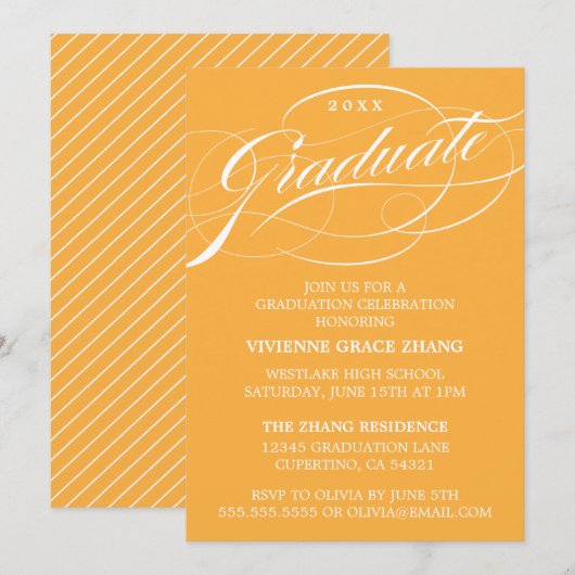 STYLISH ELEGANT SCRIPT GRADUATE PARTY EINLADUNG (Vorne/Hinten)