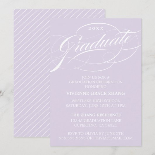 STYLISH ELEGANT SCRIPT GRADUATE PARTY EINLADUNG (Vorne/Hinten)