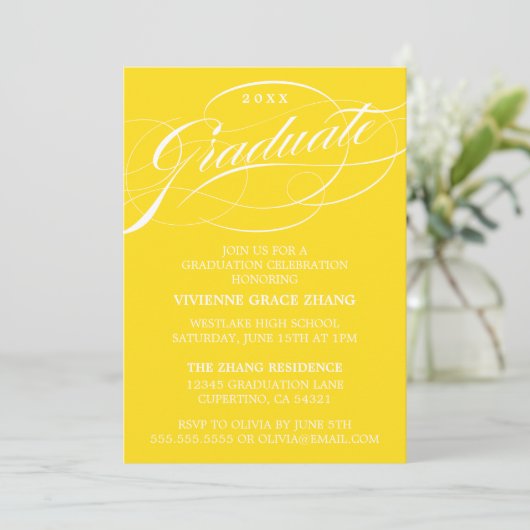STYLISH ELEGANT SCRIPT GRADUATE PARTY EINLADUNG (Stehend Vorderseite)