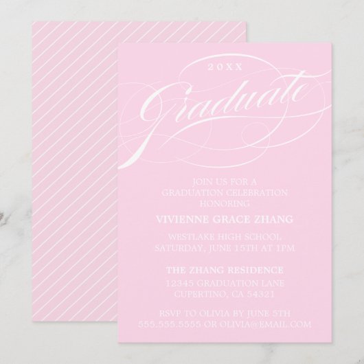 STYLISH ELEGANT SCRIPT GRADUATE PARTY EINLADUNG (Vorne/Hinten)