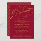 STYLISH ELEGANT SCRIPT GRADUATE PARTY EINLADUNG (Vorne/Hinten)