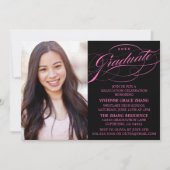 STYLISH ELEGANT SCRIPT GRADUATE PARTY EINLADUNG (Vorderseite)
