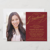 STYLISH ELEGANT SCRIPT GRADUATE PARTY EINLADUNG (Vorderseite)