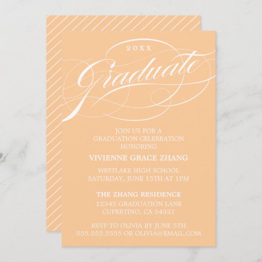 STYLISH ELEGANT SCRIPT GRADUATE PARTY EINLADUNG (Vorne/Hinten)