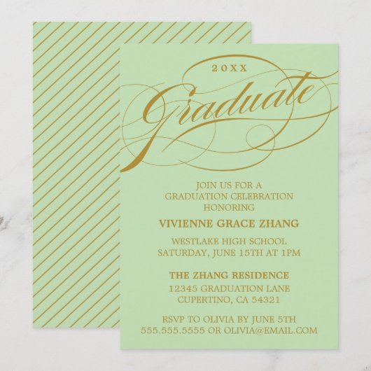 STYLISH ELEGANT SCRIPT GRADUATE PARTY EINLADUNG (Vorne/Hinten)
