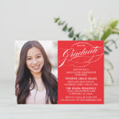 STYLISH ELEGANT SCRIPT GRADUATE PARTY EINLADUNG (Stehend Vorderseite)