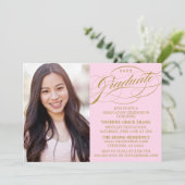 STYLISH ELEGANT SCRIPT GRADUATE PARTY EINLADUNG (Stehend Vorderseite)